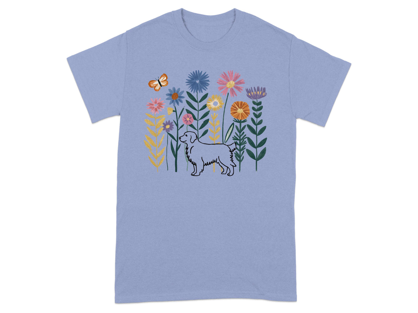 Floral Dog and Butterfly Graphic T-Shirt product type