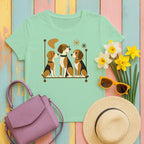 Mid-Century Beagle Trio T-shirt in Mint Green