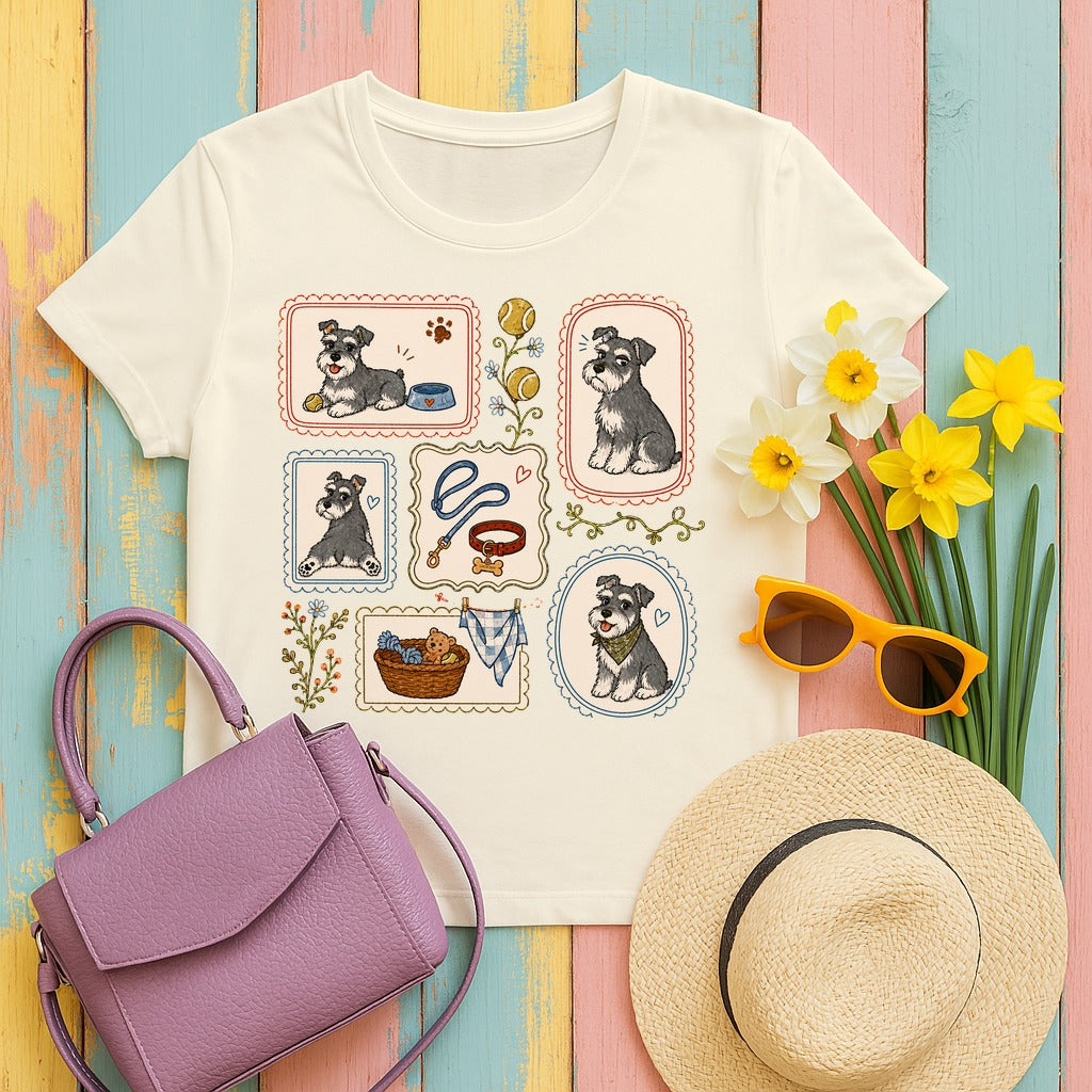 Schnauzer Serenade Art T-Shirt in Natural