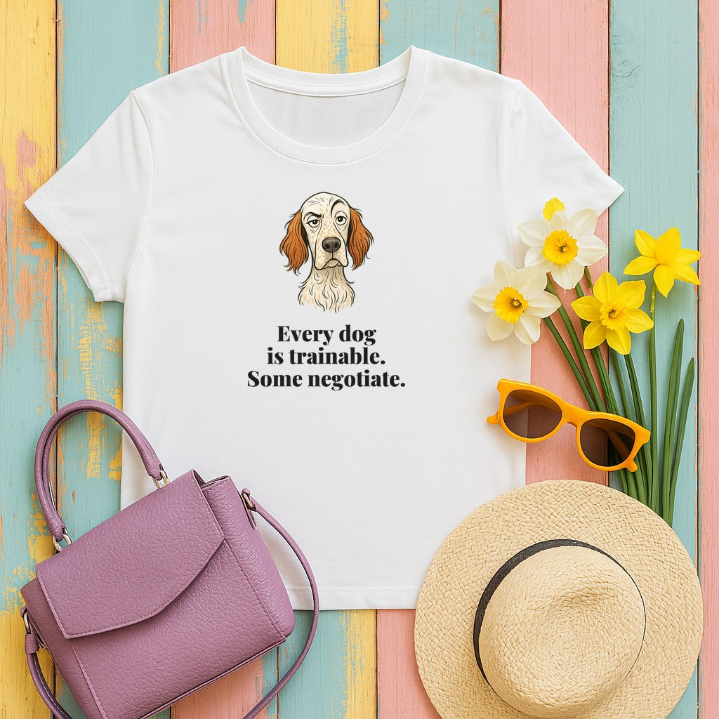 English Setter Some Negotiate Tee in White