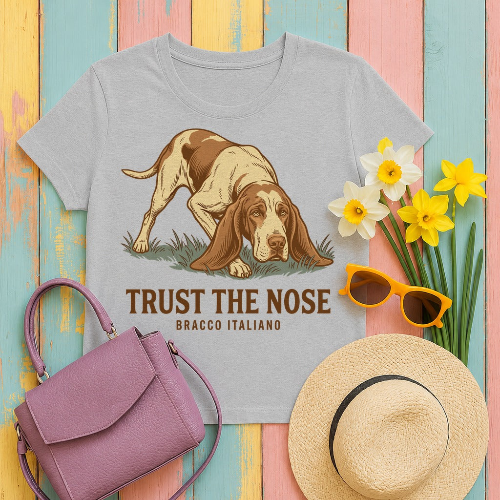 The Bracco Italiano 'Trust The Nose' T-Shirt in Sport Grey