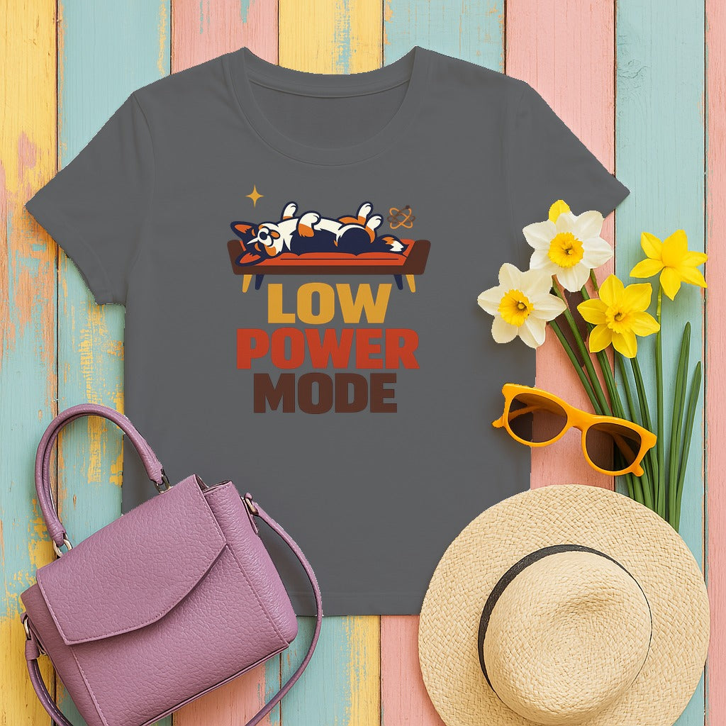 Low Power Mode Corgi Comfort T-Shirt in Graphite Heather