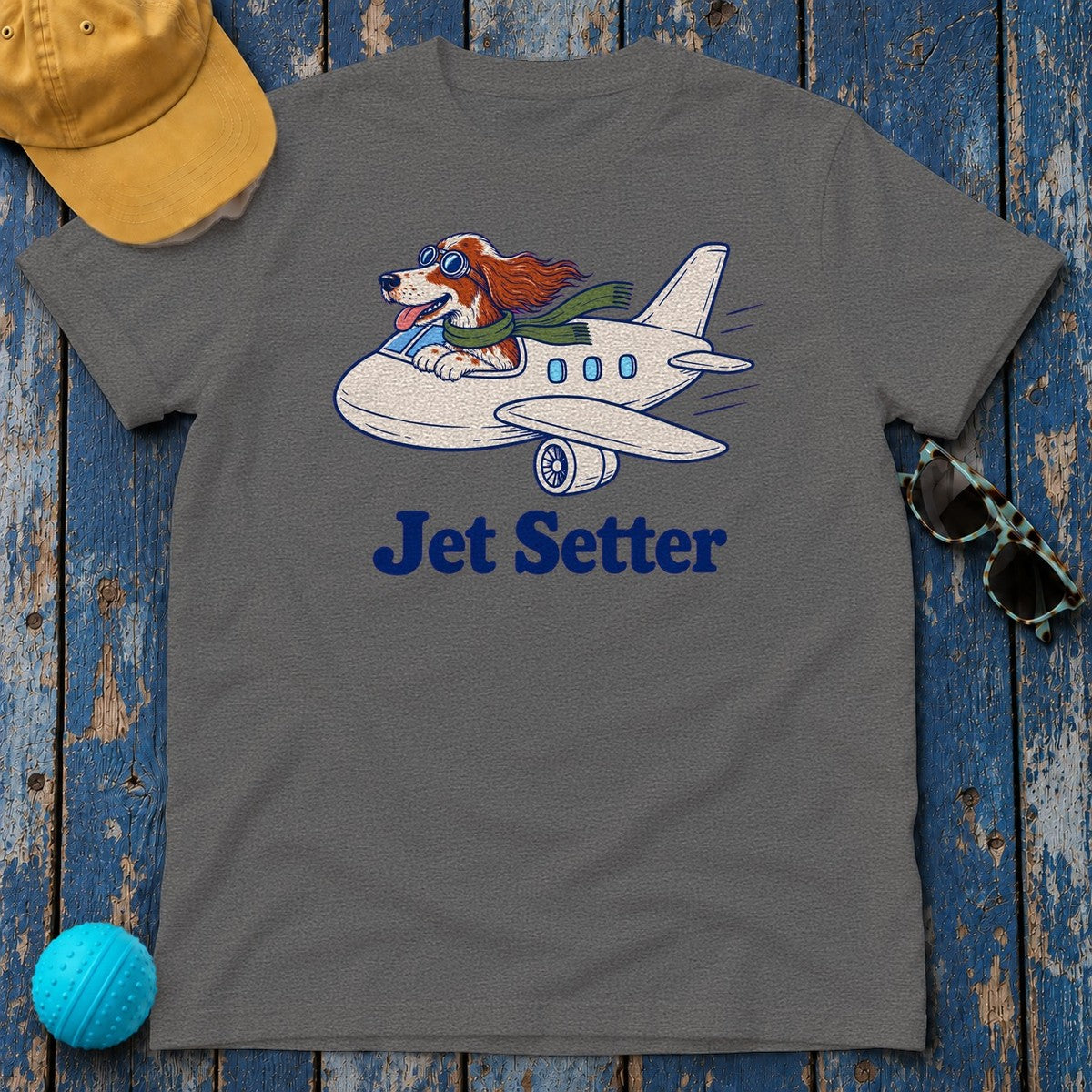 Irish Red and White Setter Jet Setter Tee in Dark Grey Heather