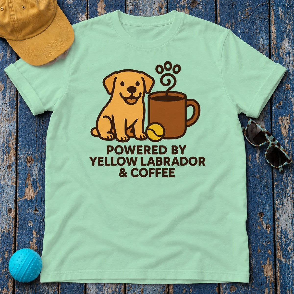 Lab & Coffee Fuel Dog Lover's T-Shirt in Mint Green
