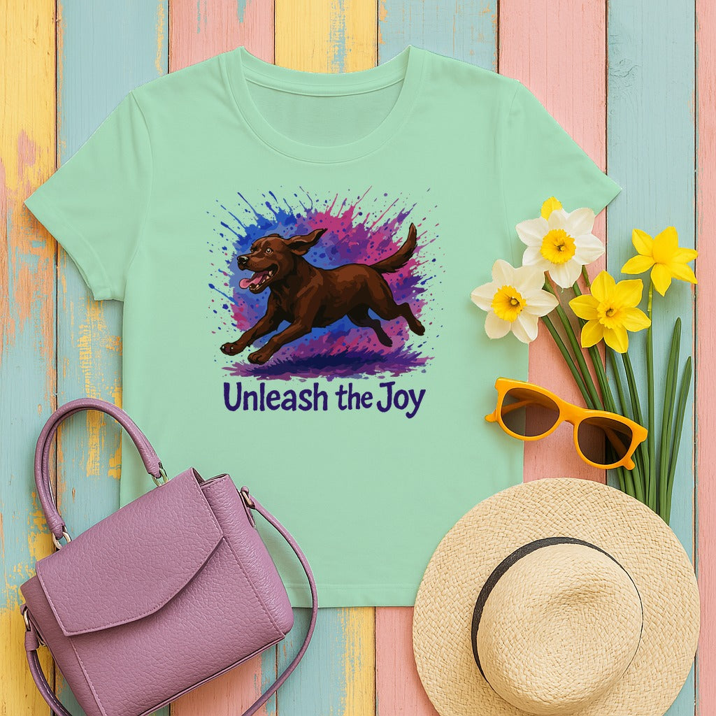 Unleash the Joy Chocolate Lab T-Shirt in Mint Green