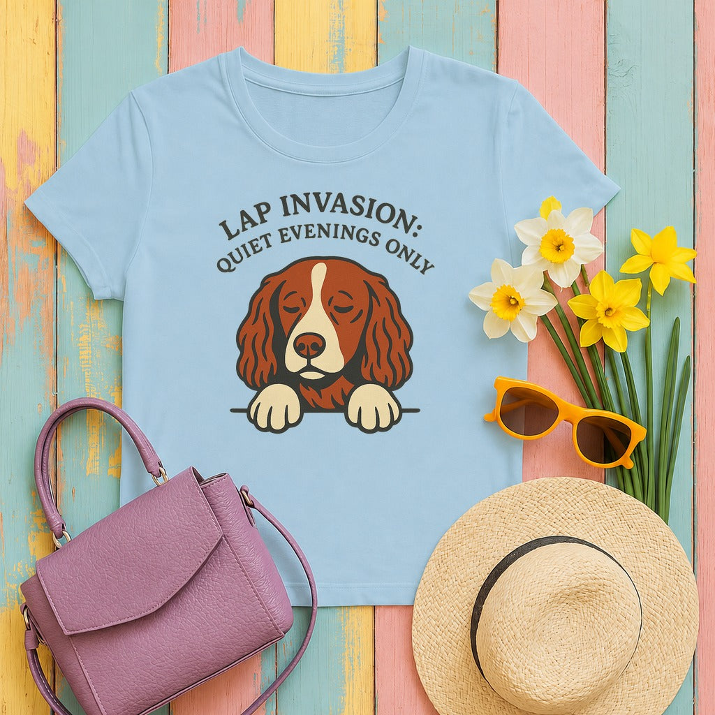 Welsh Springer Spaniel Lap Invasion T-shirt in Light Blue