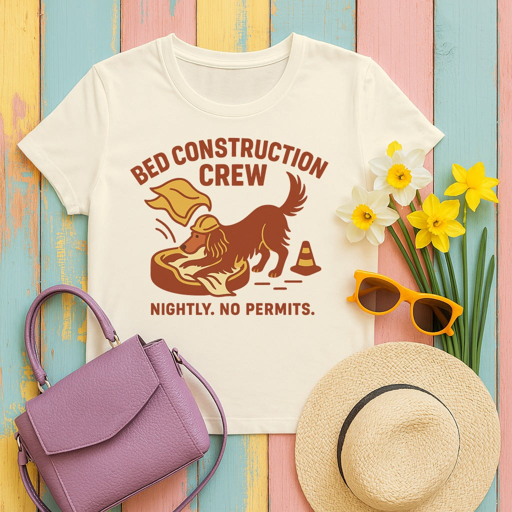 Irish Setter Bed Construction Crew T-shirt in Natural