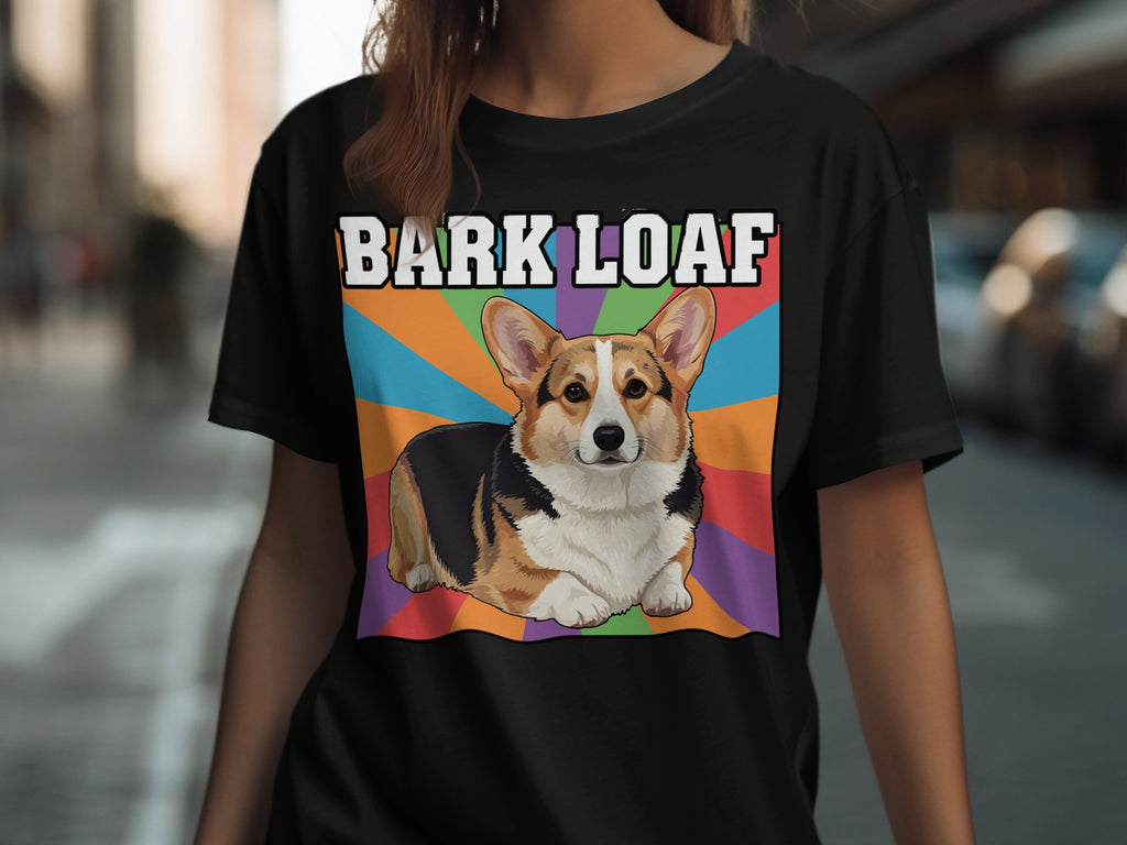 Colorful Bark Loaf Corgi Graphic Tee for Dog Lovers