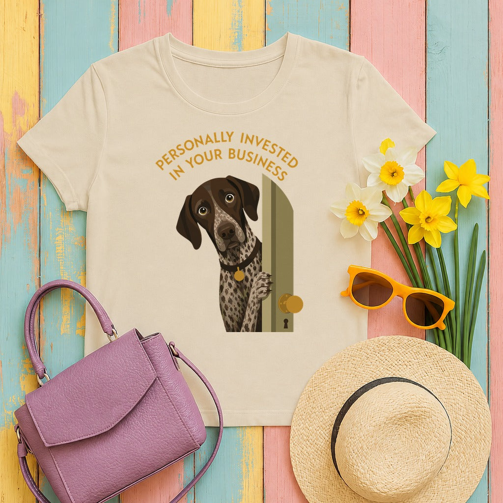 Personally Invested German Shorthaired Pointer T-Shirt in Sand