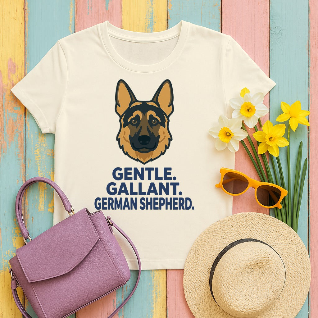 Gentle. Gallant. German Shepherd. T-shirt. in Natural