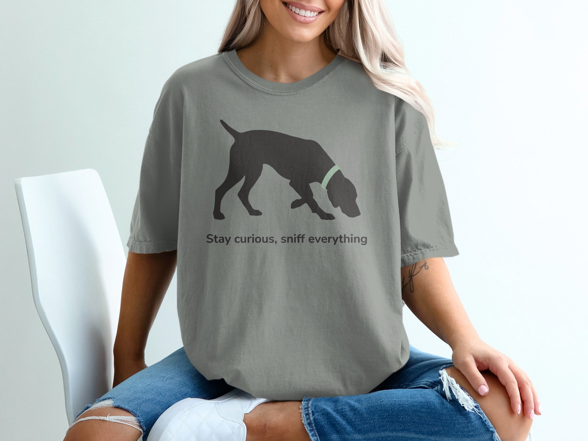Stay Curious Sniff Everything Dog Graphic T-Shirt