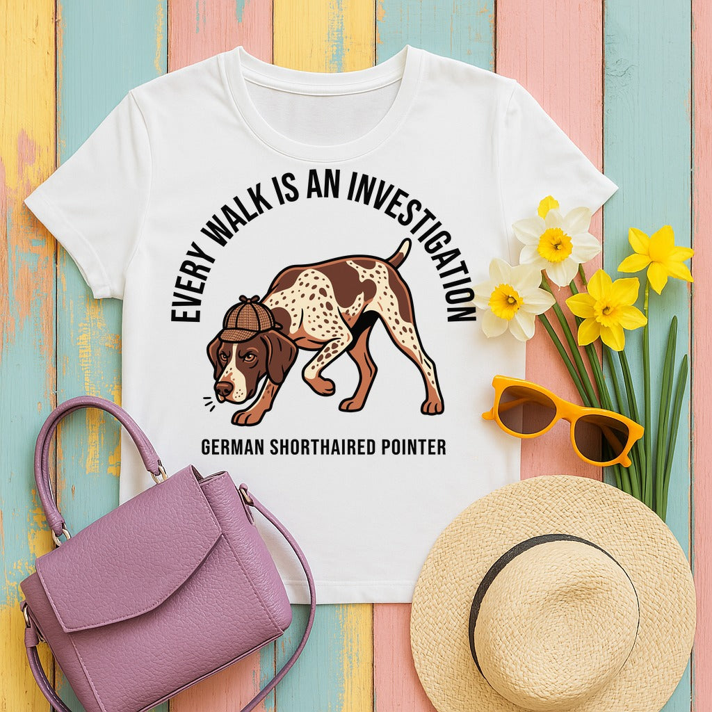 German Shorthaired Pointer Detective T-Shirt in White