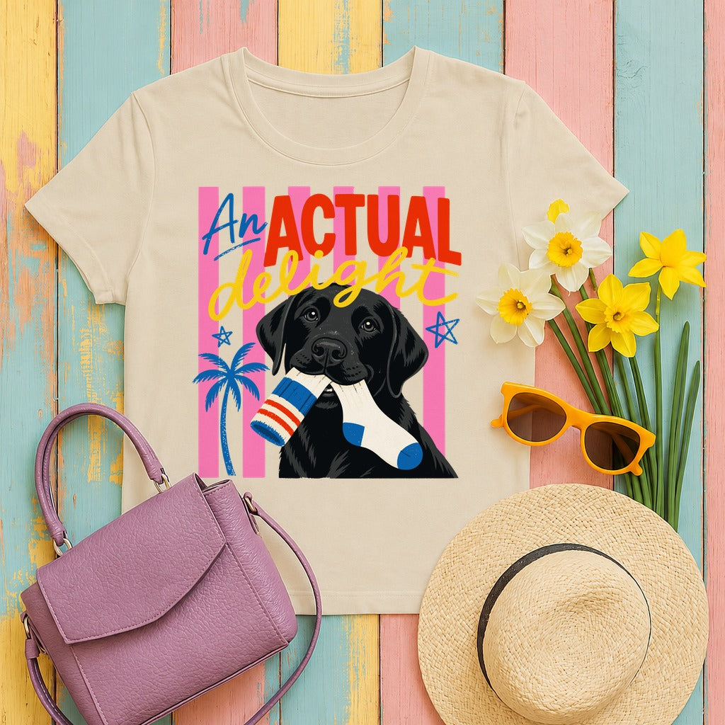 An Actual Delight Lab Pup Graphic T-Shirt in Sand