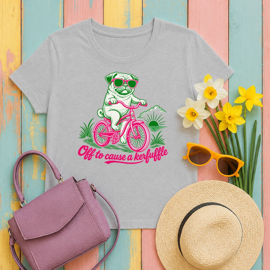 Kerfuffle Pug Ride T-Shirt in Sport Grey