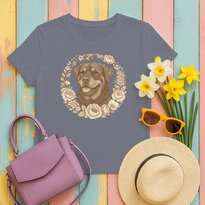 Floral Wreath Rottweiler Print on Grey Shirt product