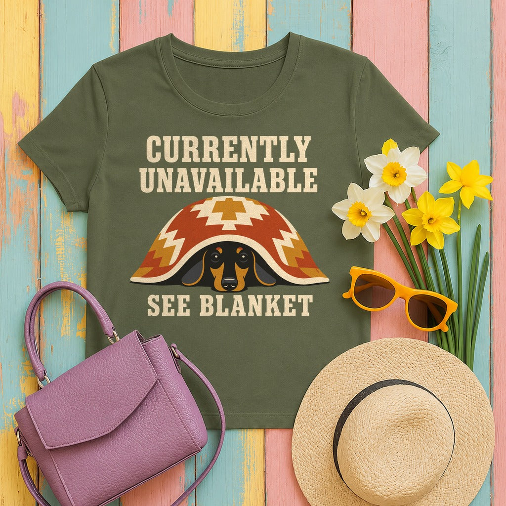 See Blanket Dachshund T-shirt in Military Green