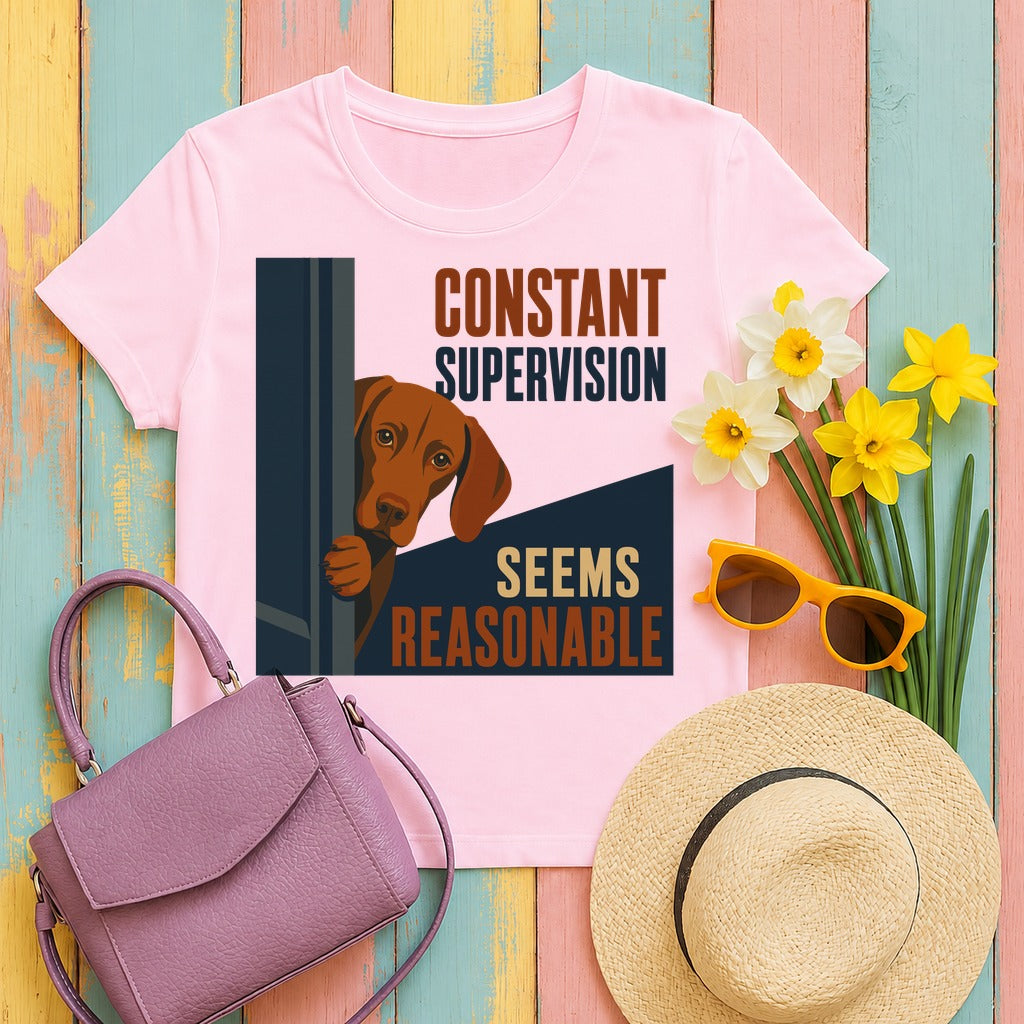 Constant Supervision Vizsla T-Shirt in Light Pink