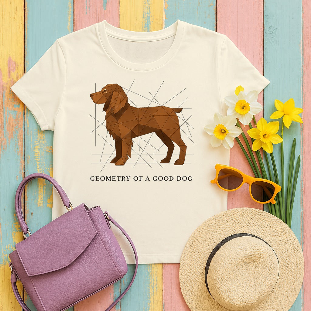 Boykin Spaniel Geometry of a Good Dog T-shirt in Natural