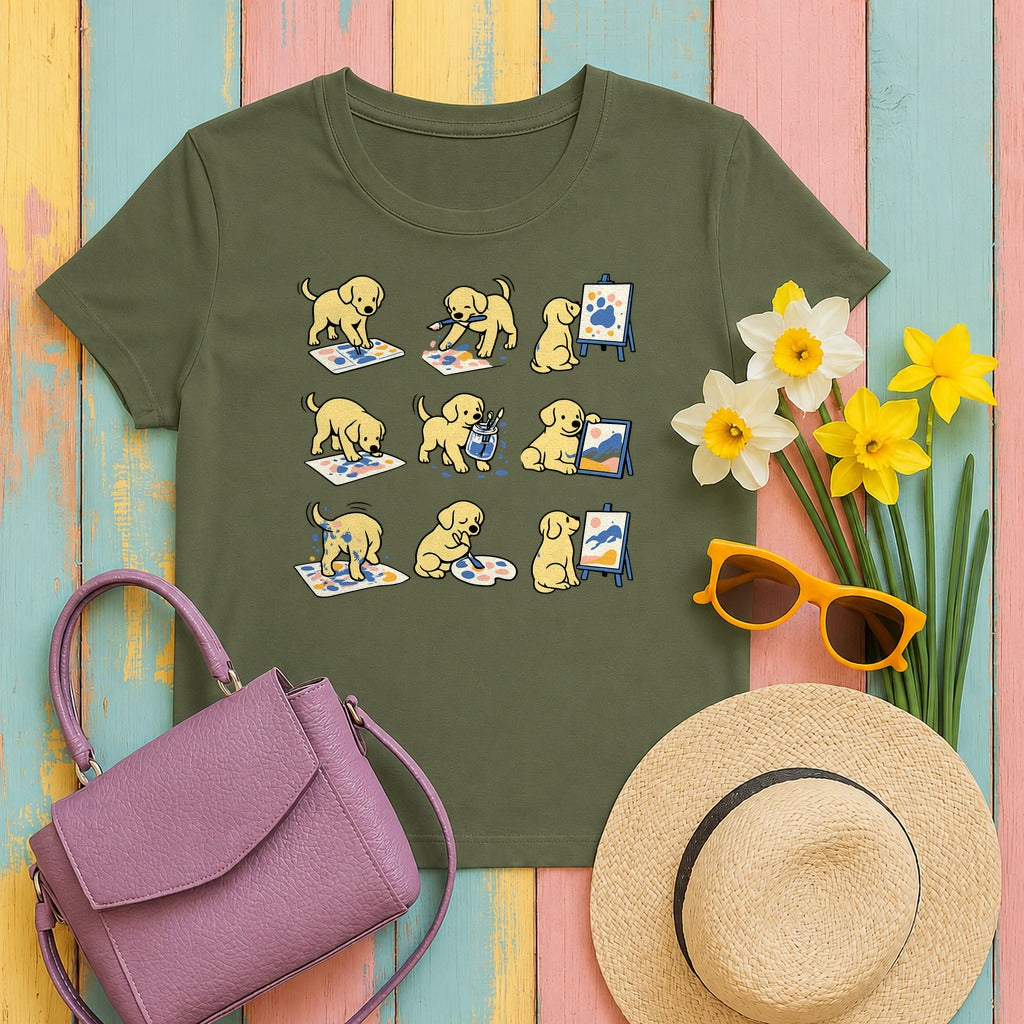 Artsy Lab Painter T-Shirt in Military Green