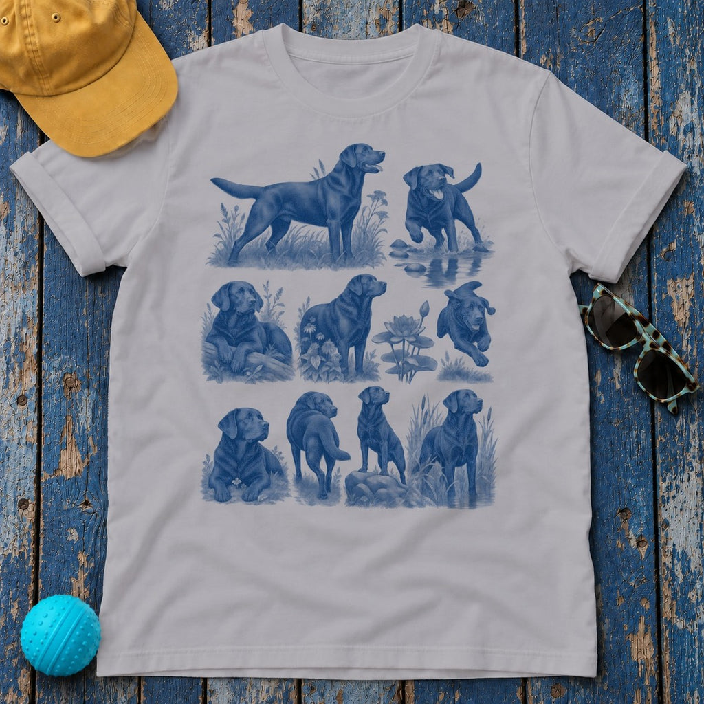 Indigo Labrador Collage T-Shirt — Athletic Heather