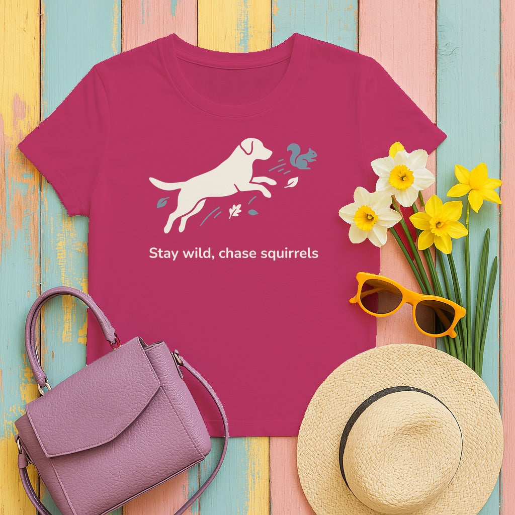 Stay Wild Labrador T-Shirt in Berry