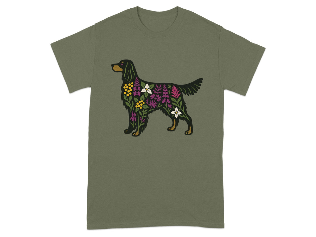 Colorful Dog with Flowers Graphic T-shirt product type