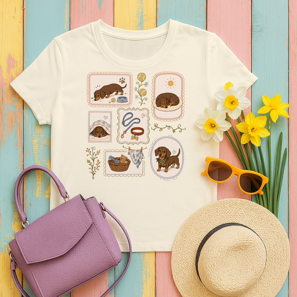 Sweet Dachshund Moments T-Shirt in Natural