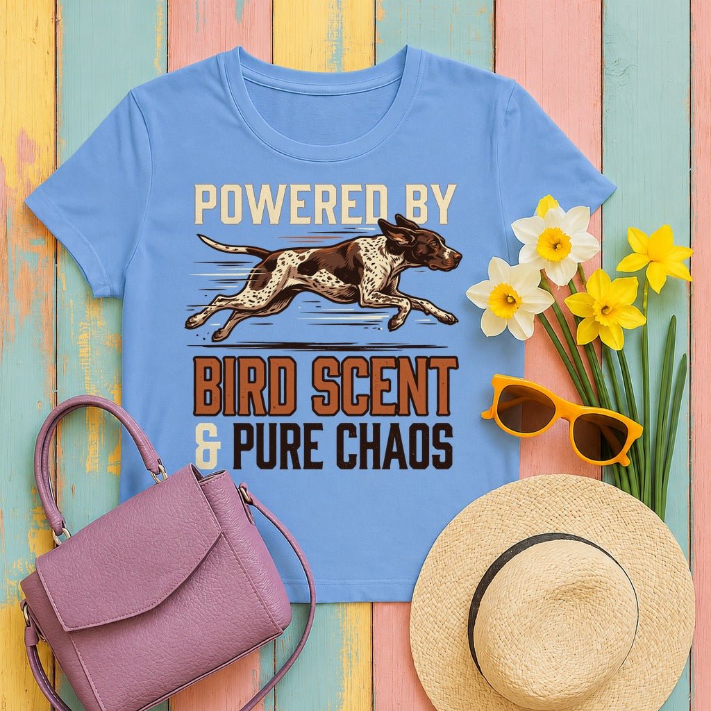 Bird Scent & Chaos German Shorthaired Pointer T-Shirt in Carolina Blue