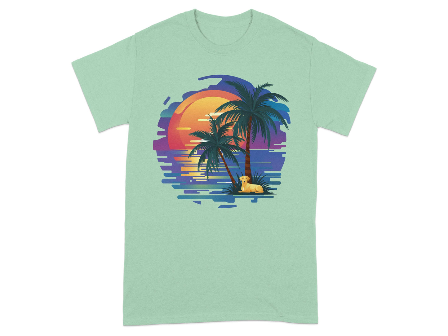 Vintage Sunset Beach with Palm Trees T-shirt product