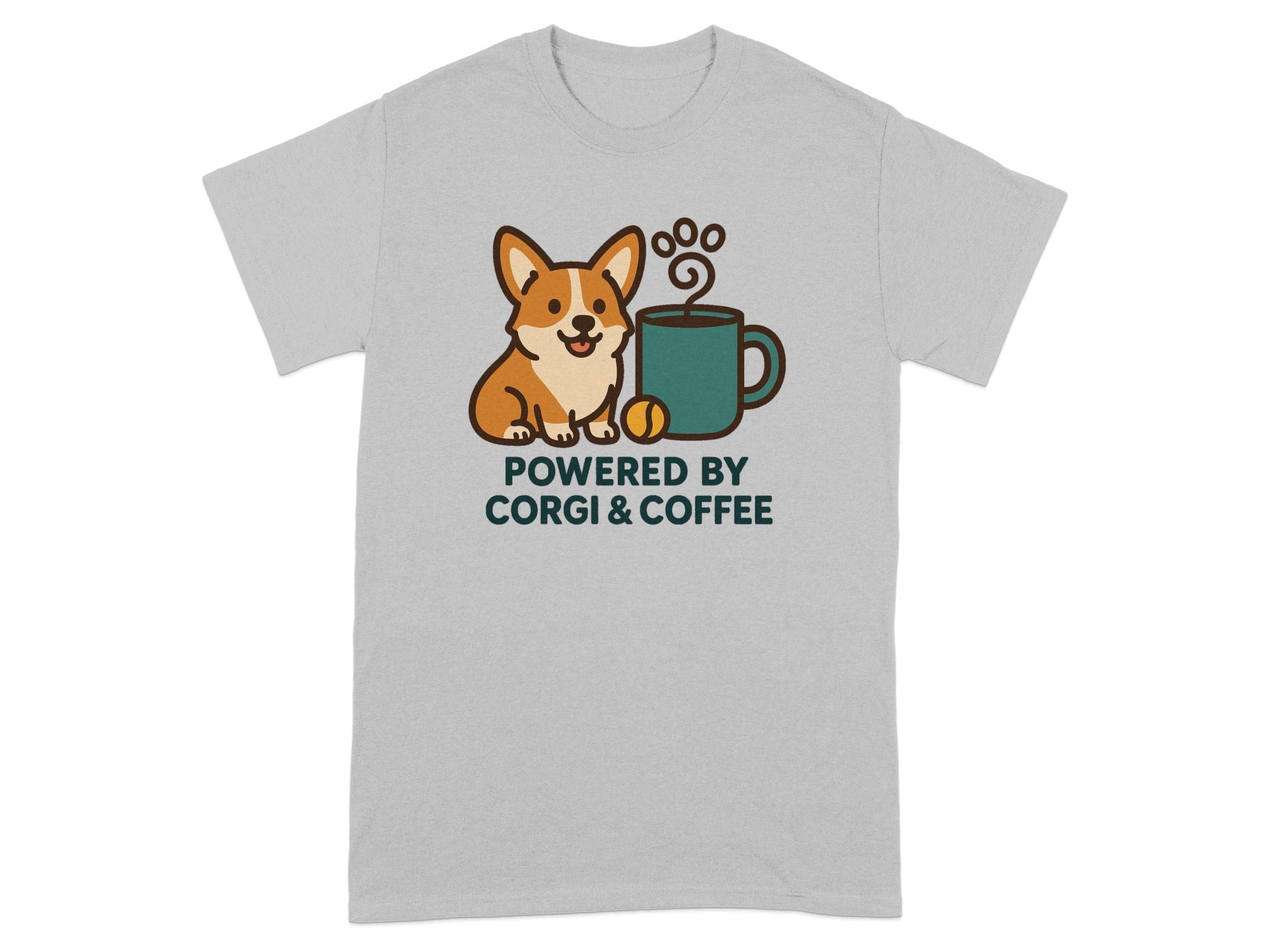 Corgi and coffee mug graphic with "Powered by Corgi & Coffee" text.
