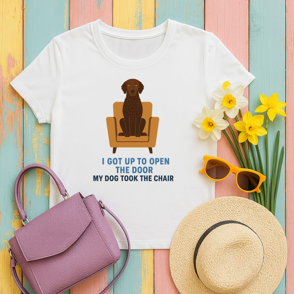 Curly-Coated Retriever My Dog Took The Chair Tee in White