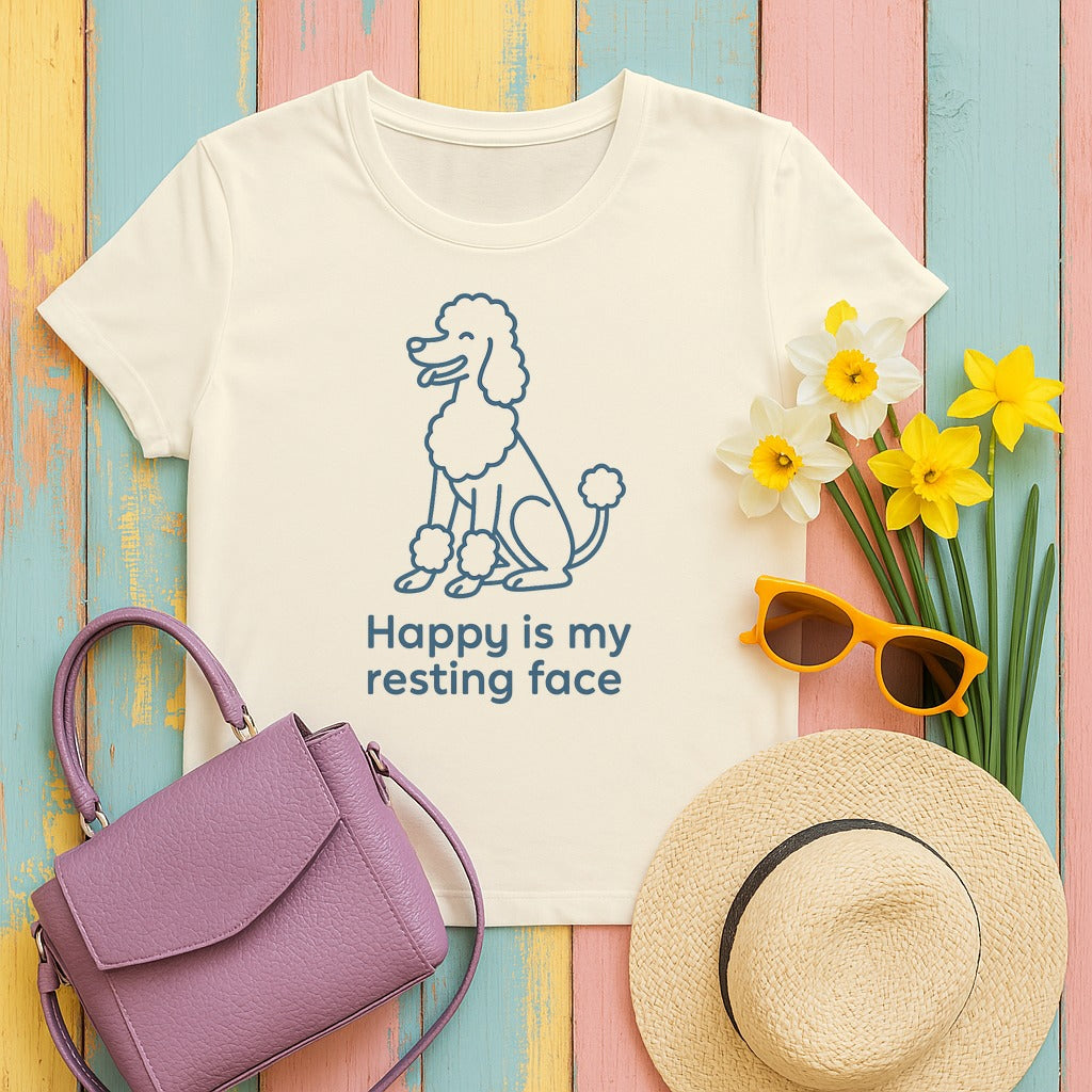 Happy Is My Resting Face - Funny Poodle T-shirt in Natural