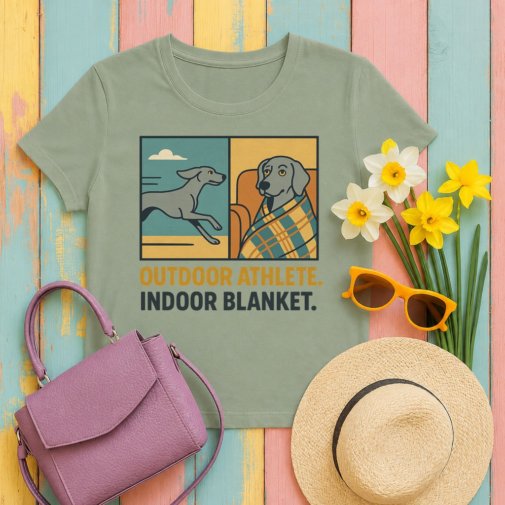 Weimaraner Outdoor Athlete Indoor Blanket Tee in Sage