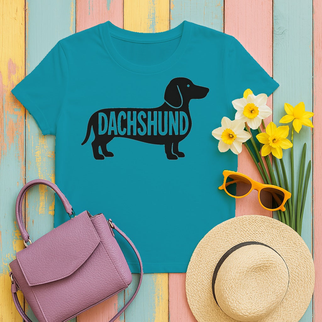 The Dachshund Icon Graphic T-Shirt in Tropical Blue