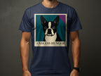 Boston Terrier graphic with text "ENDLESS HUNGER" on a navy t-shirt.