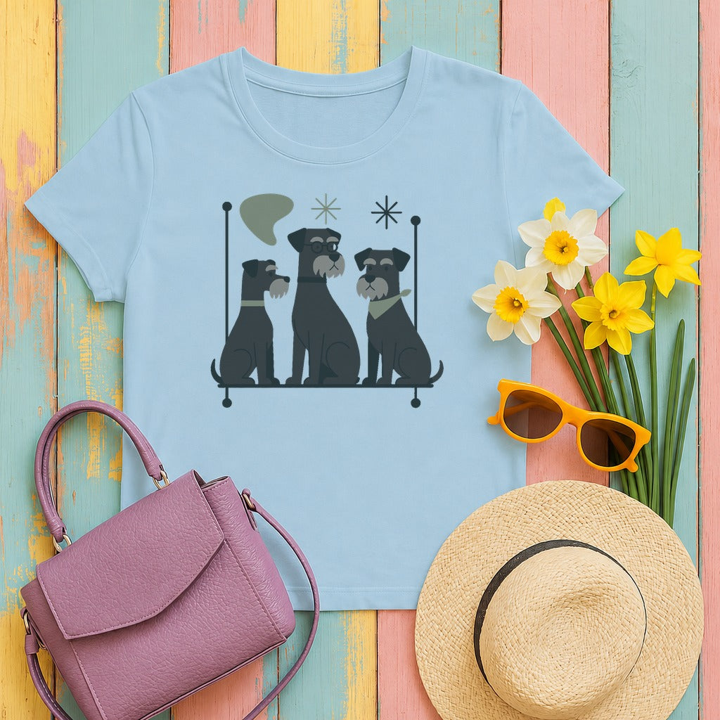Mid-Century Schnauzer T-Shirt in Light Blue