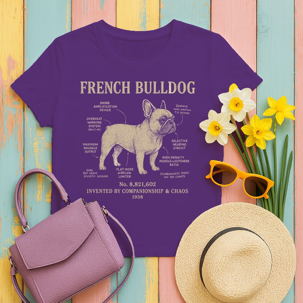 French Bulldog Anatomy T-Shirt in Purple