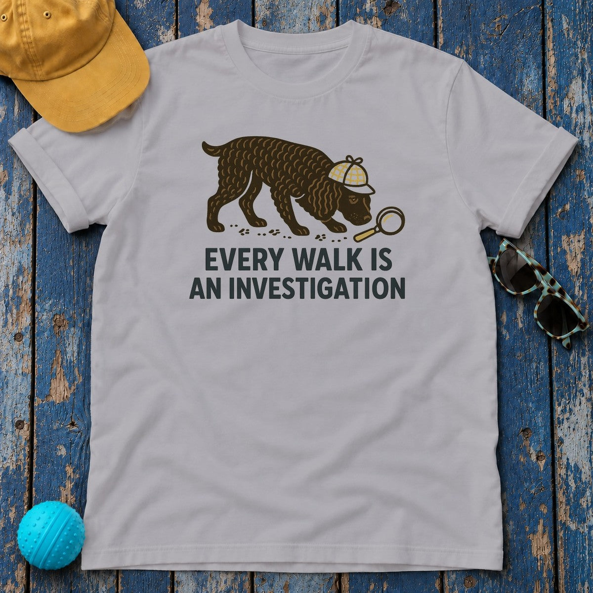 American Water Spaniel Every Walk Is An Investigation Tee in Athletic Heather