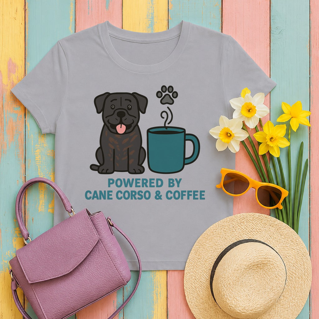 Powered by Cane Corso & Coffee Tee in Athletic Heather