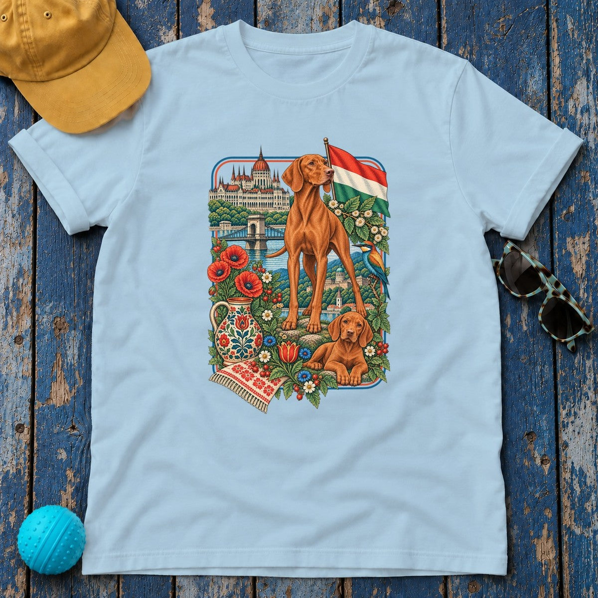 Vizsla Hungary Heritage T-Shirt in Light Blue