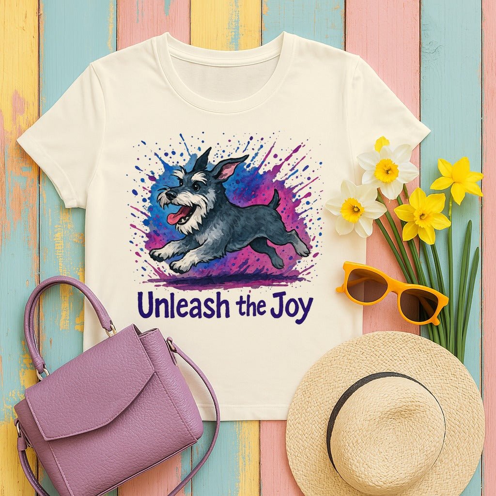 Unleash the Joy Schnauzer Art T-Shirt in Natural