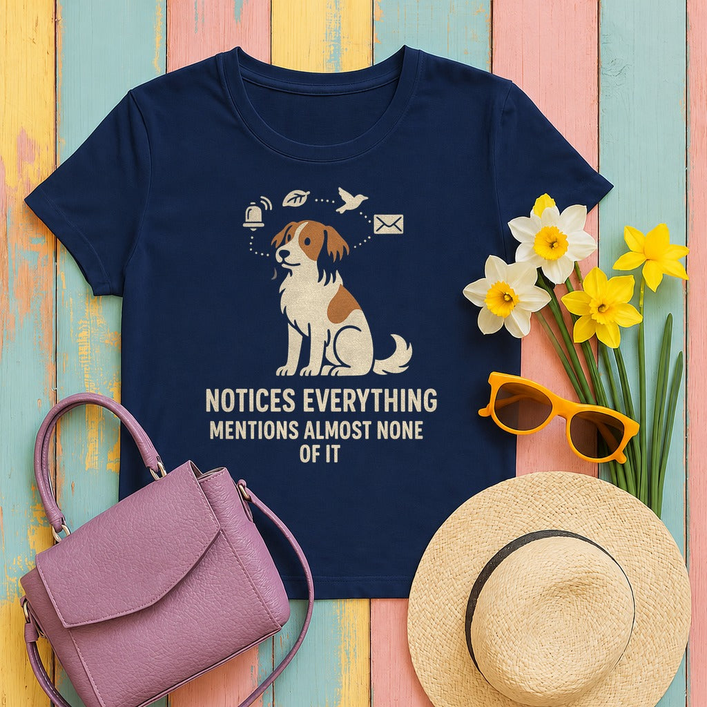 Kooikerhondje Notices Everything Tee in Navy