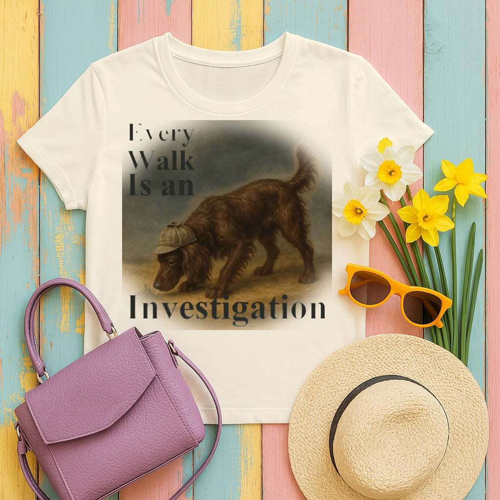 Boykin Spaniel Every Walk Is an Investigation T-shirt in Natural