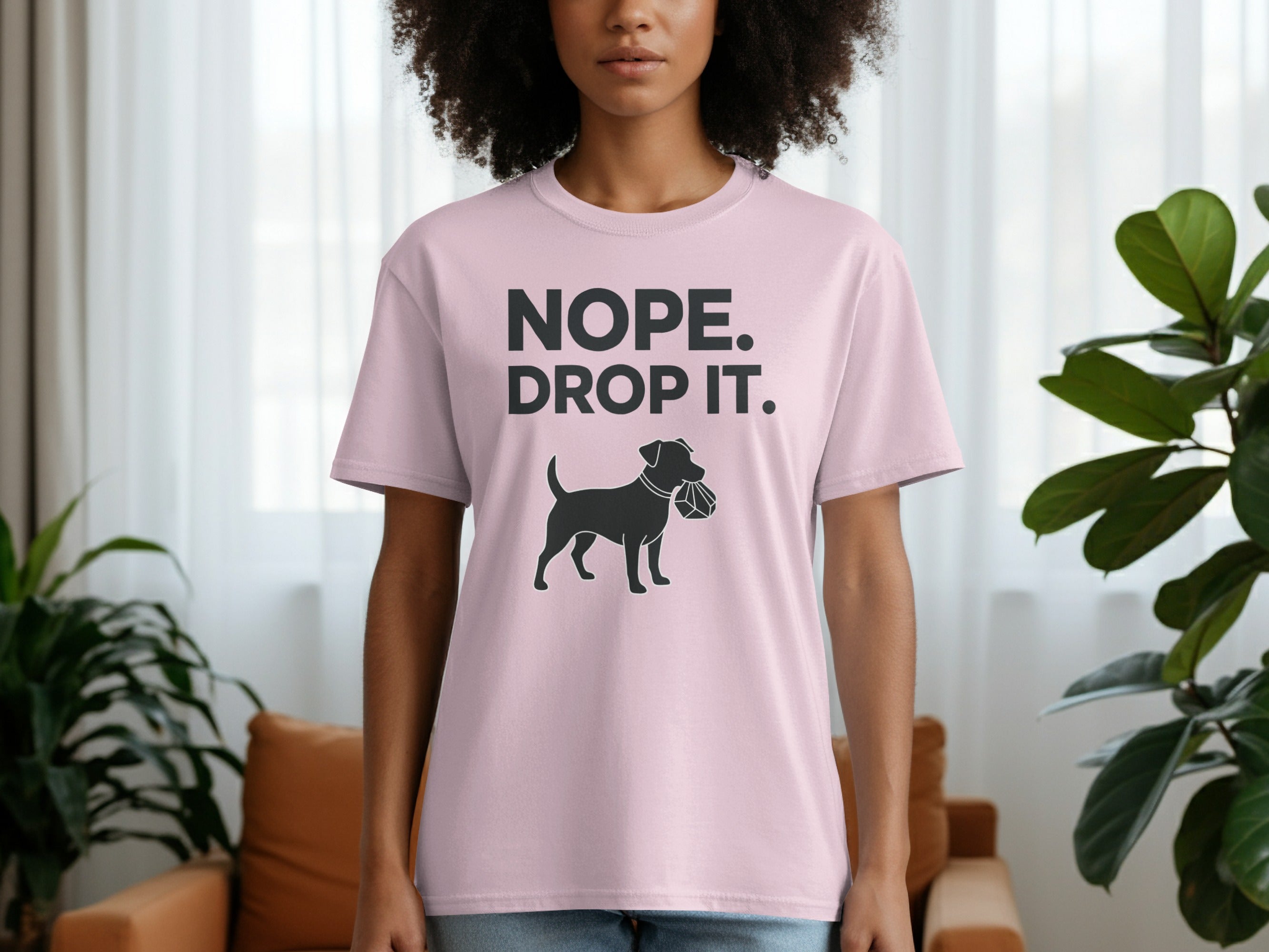 Nope Drop It Funny Dog Graphic Tee Shirt