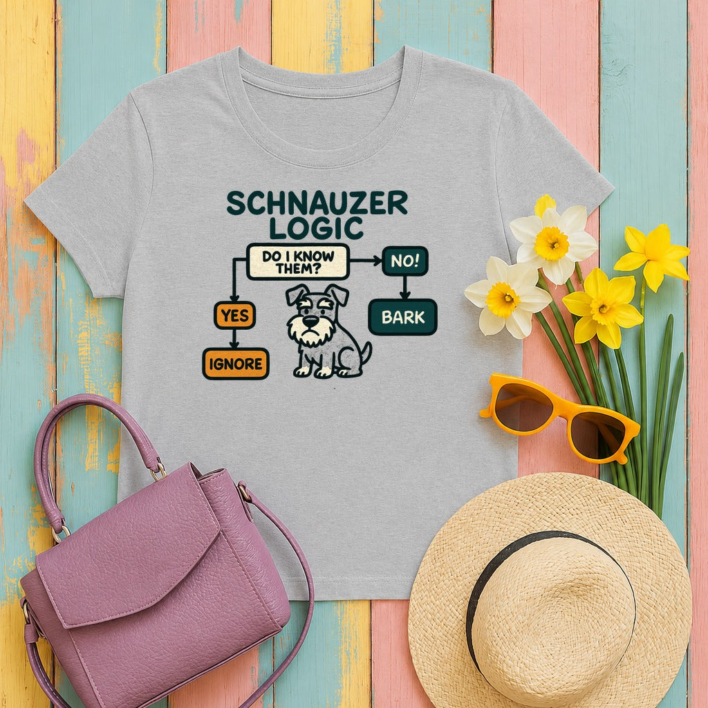 Schnauzer Logic Flowchart T-Shirt in Sport Grey