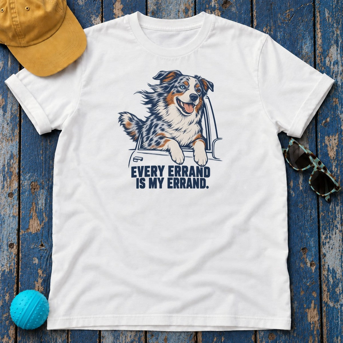 Every Errand Is My Errand Aussie T-Shirt in White - flat lay