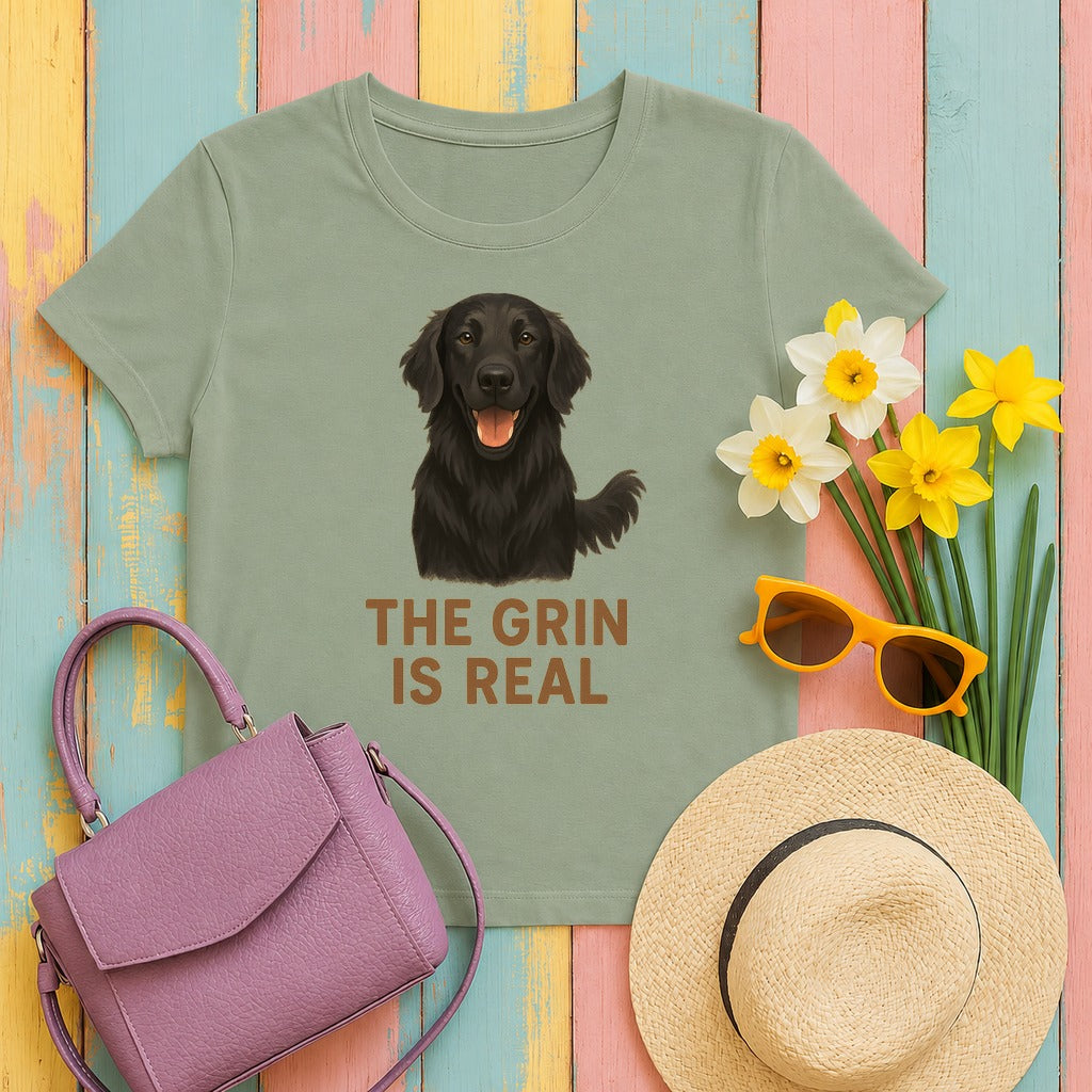 Flat-Coat The Grin Is Real Tee in Sage