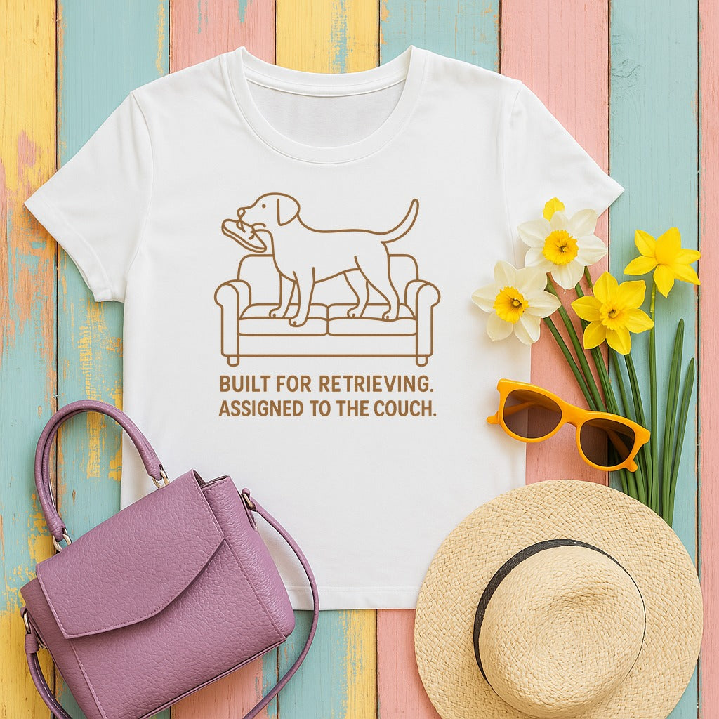 Yellow Lab Built For Retrieving Tee in White