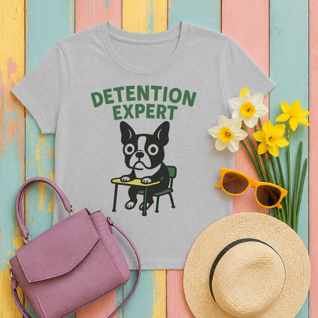 Detention Expert Boston Terrier T-Shirt in Sport Grey