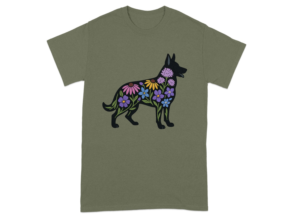 Colorful Floral German Shepherd Dog T-shirt product